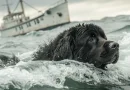 O dono deixou o cachorro na margem, mas o cão leal o alcançou no mar e salvou sua vida.